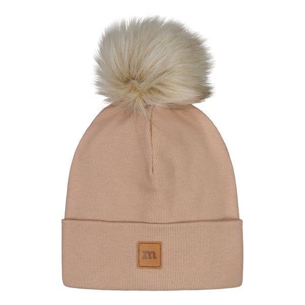 Metsola - Rib Beanie With Fur Pom/Nougat