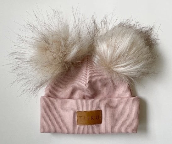 TIIKU - Double furry beanie, light rosa