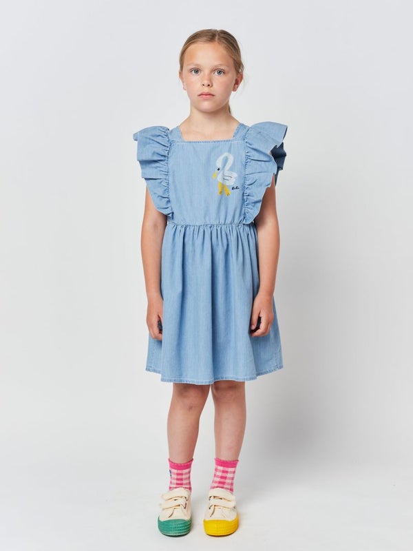 Bobo Choses - PELICAN DENIM RUFFLE DRESS (123AC133)