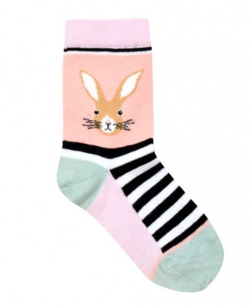 Hebe - Socks Black Stripe With Bunny