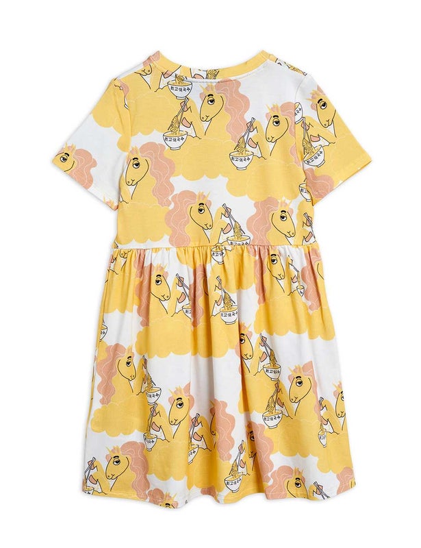Mini Rodini - Unicorn noodles aop ss dress, Yellow