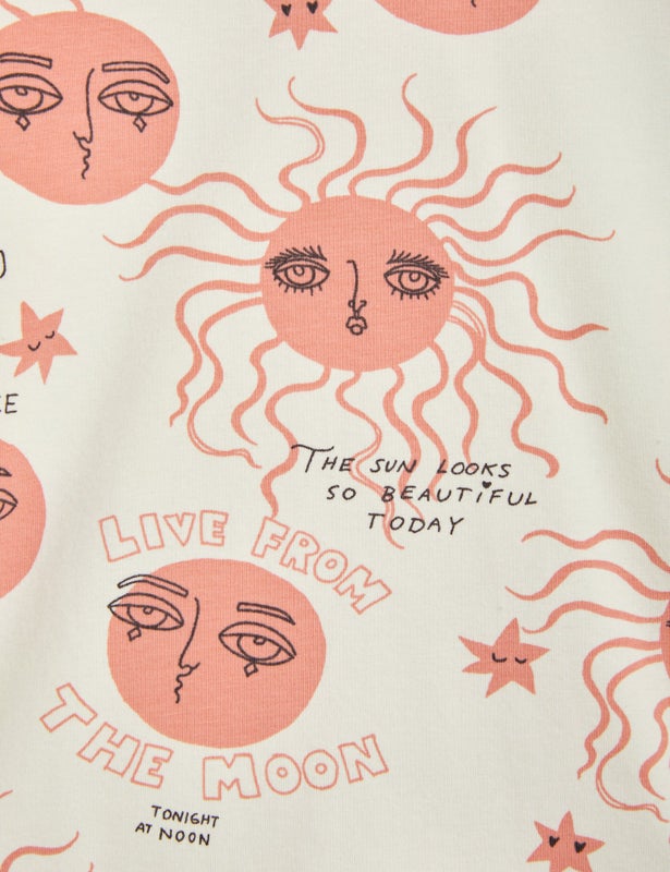 Mini Rodini - Moon and sun ls tee, Pink