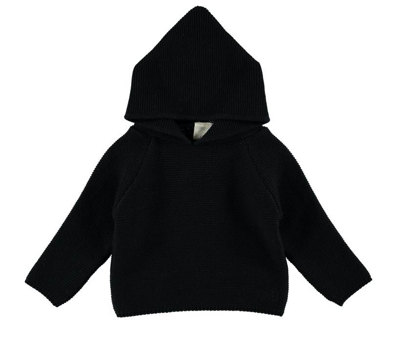 Mini Sibling - Knit Hooded Jumper, Black