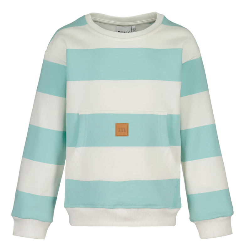 METSOLA - STRIPED POCKET SWEATER, OCEAN-VANILLA