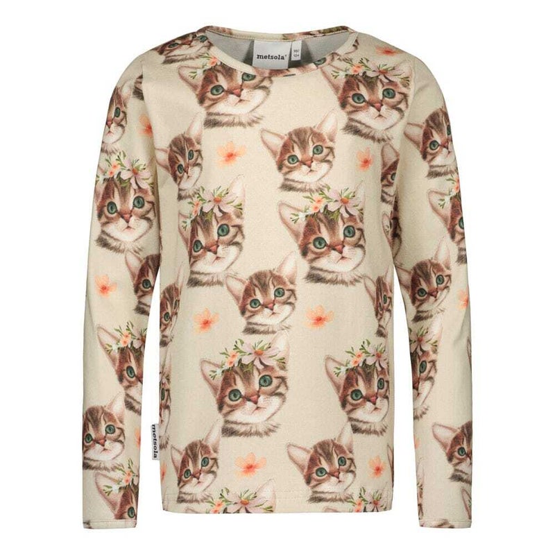 METSOLA - Lovely Kitten Shirt LS, Oat Milk