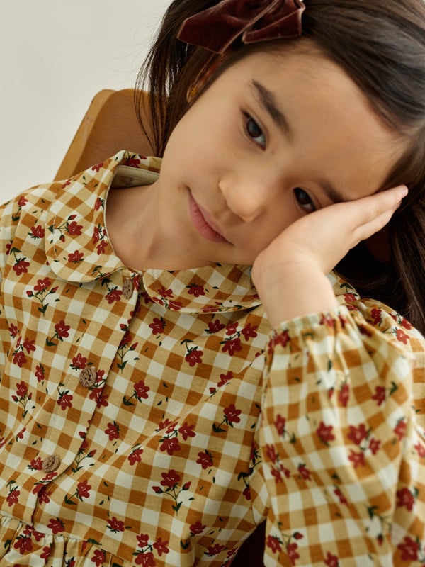 Mainio - Plaid Flowers Dress (11149)