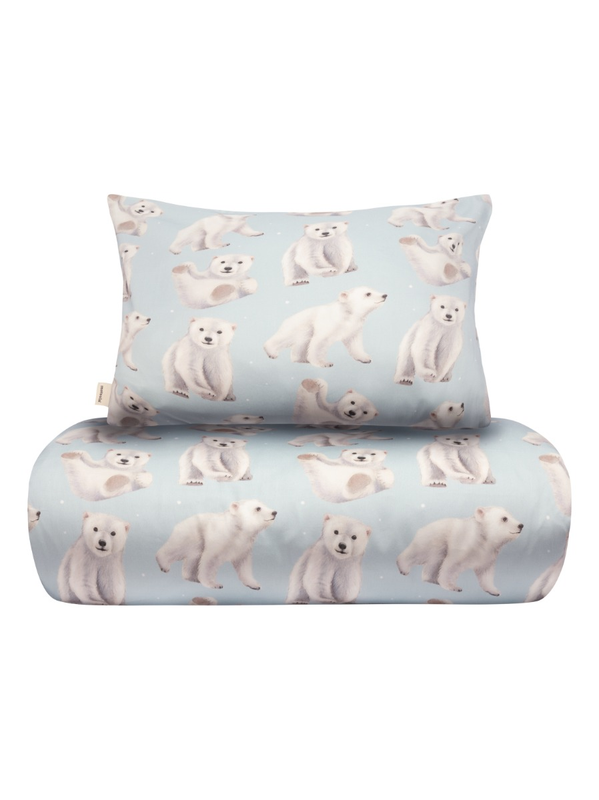 METSOLA - Bed set, Junior Polar Bears/Icy Blue